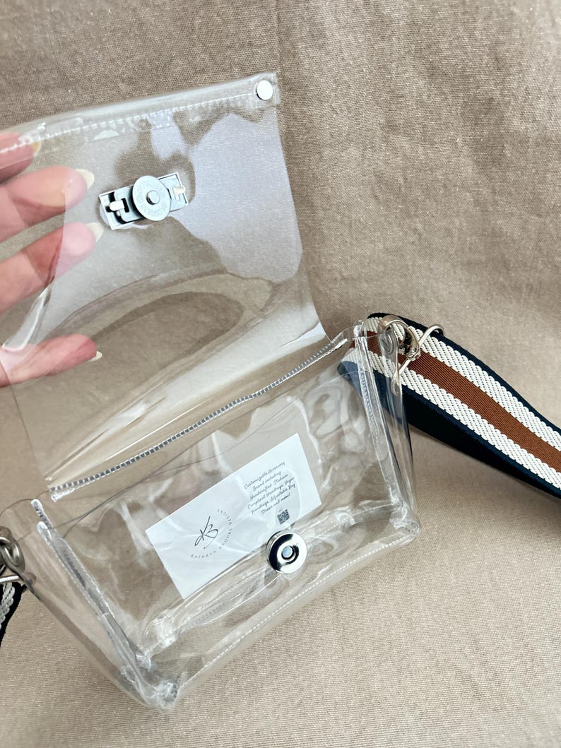 Small Clear Stadium Bag Concert Approved Crossbody Transparent Vinyl Security Pouch Game Day Festival Event Essential Small Clear Handbag image 5