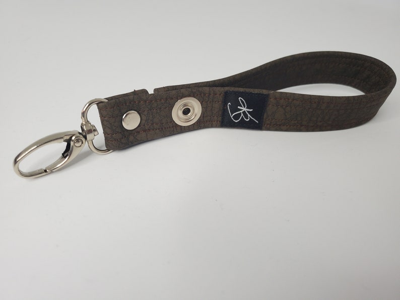 Birthday Gift or Graduation Gift Snap Closure Brown Faux Leather Great Gift Idea Chocolate Brown Vegan Leather Key Chain