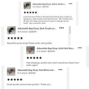 5 star review for Kathryn Brooke bag straps