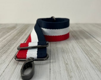 Adjustable Bag Strap, Bristol Red White and Blue, 1.5" Crossbody Purse Strap 29" - 51" Length, Replacement Bag Strap, Bristol RI 4th of July