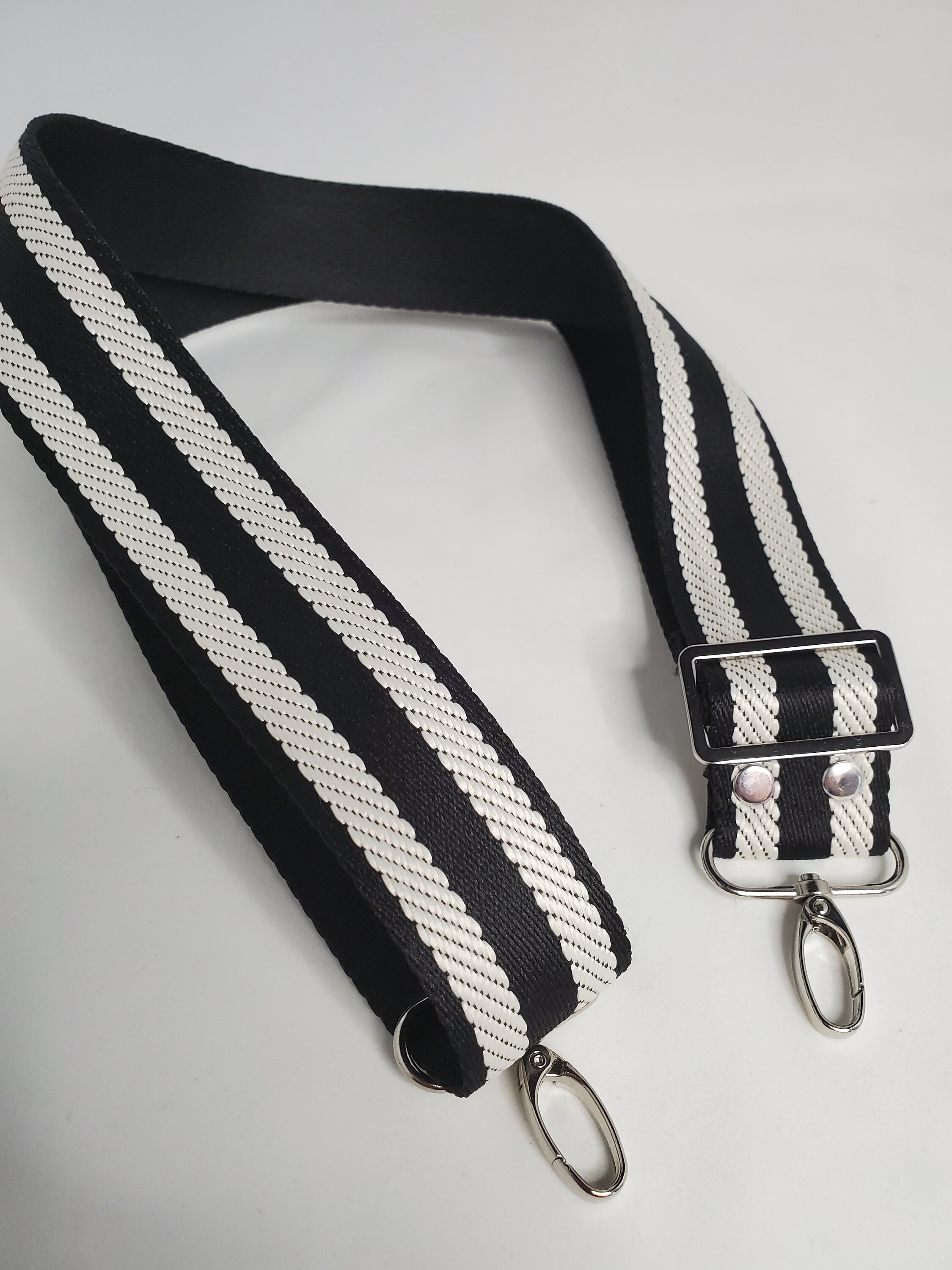 Adjustable Bag Strap Black and White Striped 1.5 Cotton | Etsy