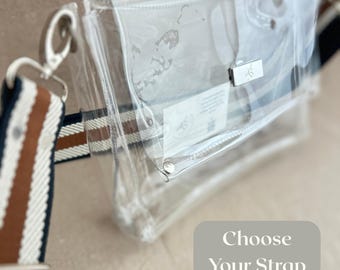 Clear Stadium Bag Concert Approved Crossbody Purse Transparent Vinyl Sport Pouch Game Day Festival Event Essential College Handbag