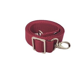 1" (25mm) Adjustable Bag Strap, Cranberry Webbing,  Cotton Crossbody Purse Strap, 29"-51" Length