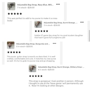 5 star review for Kathryn Brooke bag straps