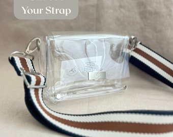 Small Clear Stadium Bag Concert Approved Crossbody Transparent Vinyl Security Pouch Game Day Festival Event Essential Small Clear Handbag
