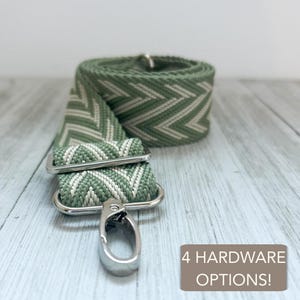 Custom Adjustable Bag Strap Baby Diaper Bag Crossbody Accessory Handmade Hardware Zigzag Design Pattern Green White Custom Attachment