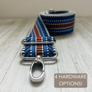 Adjustable Crossbody Bag Strap Blue and Orange Stripe Design Bright Travel Bag Accessory Laptop Carryall Comfortable Diaper Bag Refresh