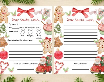 Lieber Weihnachtsmann ausdruckbare Buchstaben - Kinderfreundliche Weihnachtswunschliste - Sofortiger Download (8,5 "x 11""