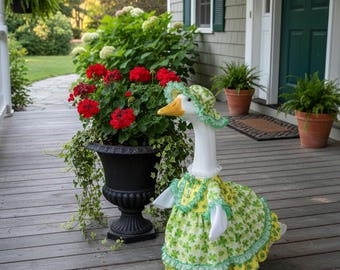 St. Patrick's Day Porch Goose-outfit – groene klaverjurk voor 23-inch gans
