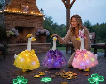 Verlichte tule veranda gans-outfit voor 23 personen in gans – led-sprookjesjurk, decoratief tuindecor