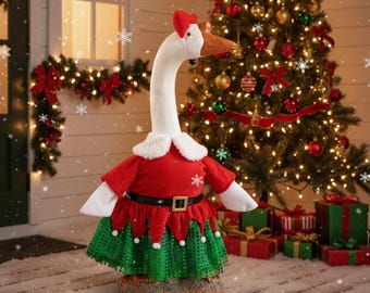 23" kerstoutfit veranda gans – kerstkostuum voor decoratieve gans of tuingans