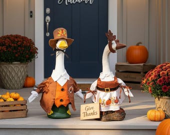Thanksgiving Porch Goose Outfit for 23 Inch Goose, Fall Harvest Goose Clothes Set, Autumn Decor Goose Dress