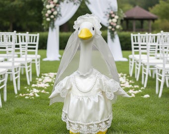 Bruiloft veranda gans outfit – bruidsjurk voor 23" gans standbeeld – decoratieve tuin gans kleding