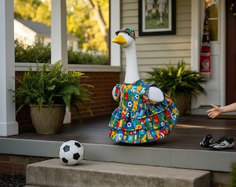 Conjunto de ropa para ganso con temática de fútbol para ganso de 58 cm, ropa para ganso con estampado de fútbol americano, conjunto de decoración para el jardín.