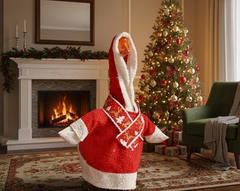 Weihnachtsgans mit Kapuze Outfit - Wintermantel für 23 "Veranda-Gans - Feiertags-Haus-Dekor-Kleidung