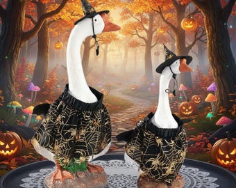 Halloween Porch Goose Outfit - Hexenkostüm-Gans-Kleid für das saisonale Outdoor-Dekor