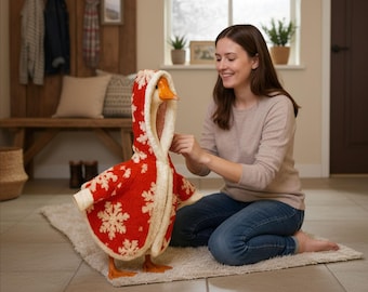 Winter-Schneeflocke-Veranda-Gans Outfit | Gemütliches Gänsekleid mit Kapuze für Outdoor Decor
