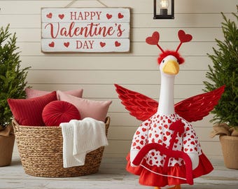 Valentijnsdag veranda-gansoutfit – romantische ganskleding voor decoratie met liefdesthema