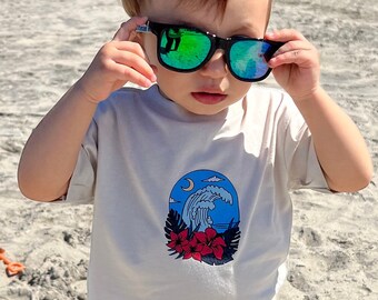 FREE SHIPPING! Retro Waves Infant/Toddler Beach T-shirt, Beach Waves Shirt for Kids, Summer Toddler Shirt, Graphic Tees for Kids