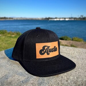 Personalized Name Infant/Toddler Snapback Hat, Custom Toddler Hat, Vegan Leather Patch Hat