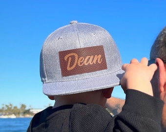 Personalized Name Infant/Toddler Snapback Hat, Custom Toddler Hat, Vegan Leather Patch Hat