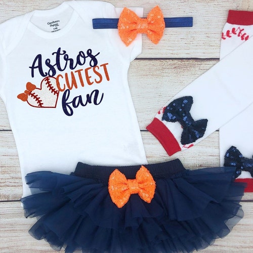 Astros Cutest Fan Baby Girl Baseball Outfit Baseball Baby Etsy