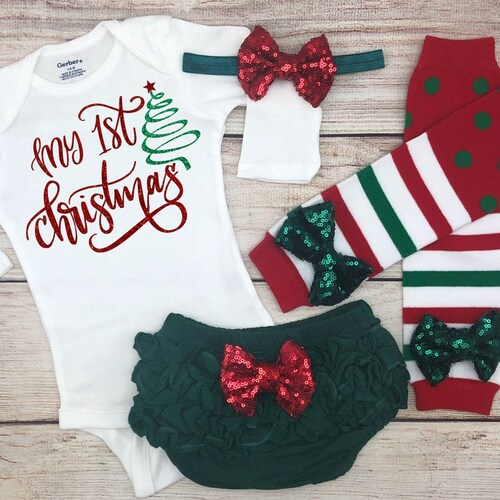 Baby Girl 1st Christmas Outfit First Christmas Dress Newborn Etsy