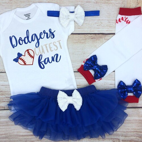 Cutest Dodgers Fan Baseball Outfit for Baby Girl Etsy