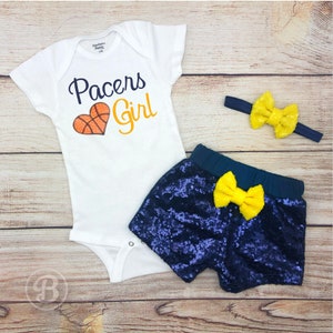 Cavaliers Girl Game Day Outfit Navy Blue and Wine Basketball Baby Outfit Basketball Baby Bodysuit Sparkly Basketball Baby Girl Clothes