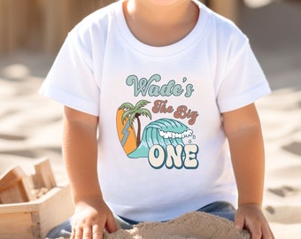 Personalized Big One 1st Birthday T-Shirt, Surf Themed 1st Birthday Party, Custom Surfing Birthday Family Tees