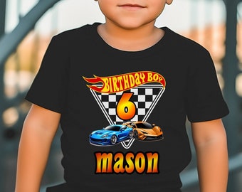 Personalized Kids Race Car Birthday T-Shirt, Racecar Themed Birthday Party, Custom Racing Birthday Family Tees