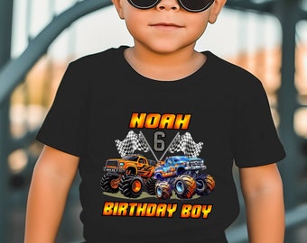 Personalized Monster Truck Birthday T-Shirt, Birthday Boy Monster Truck Shirt, Custom Monster Truck Birthday Family Tees