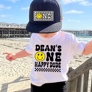 Personalized One Happy Dude Birthday T-Shirt and Hat, One Happy Dude Themed Birthday Party, Custom One Happy Dude Family Shirts and Hats