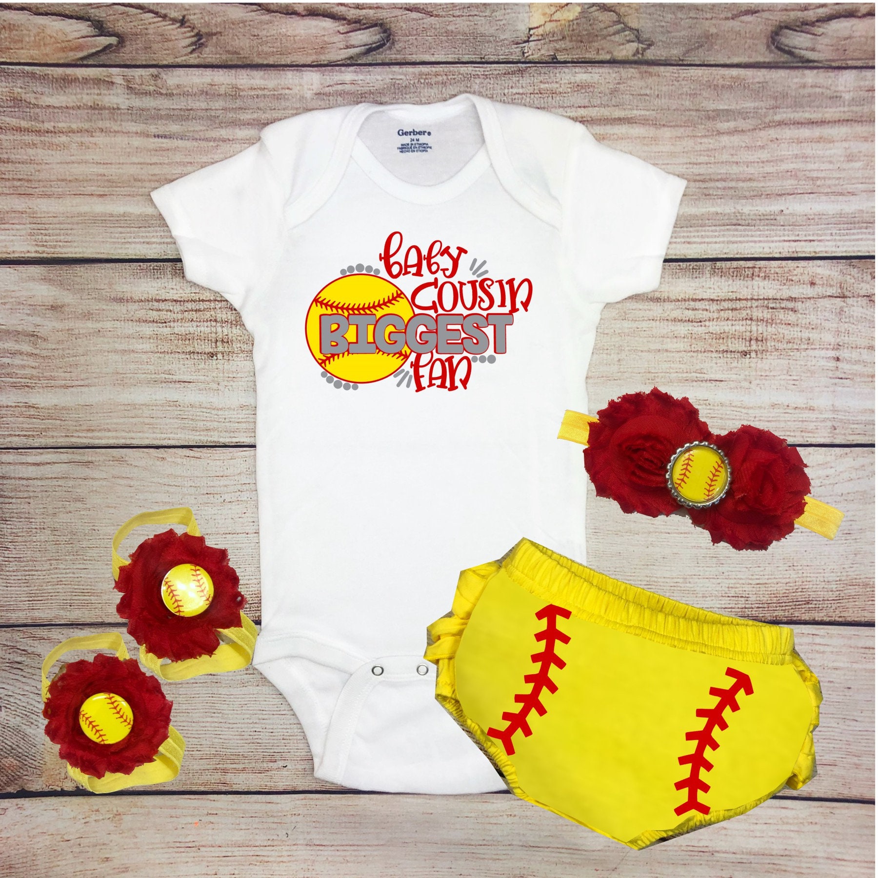 Buy Baby Cousin Biggest Fan Baby Girl Softball Outfit Baby Girl Online in  India 