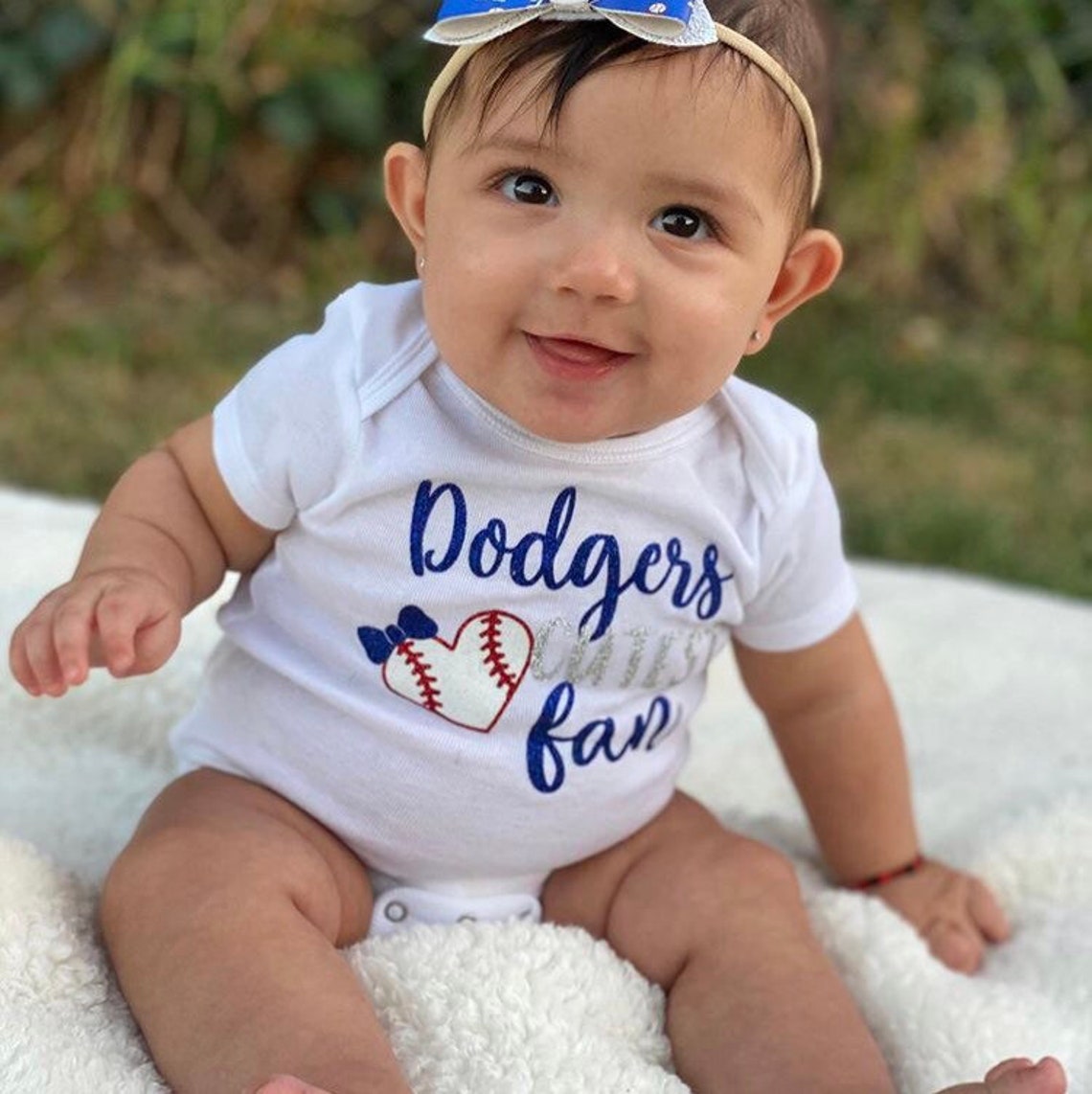Dodgers Cutest Fan Baby Girl Baseball Outfit Baseball Baby Etsy