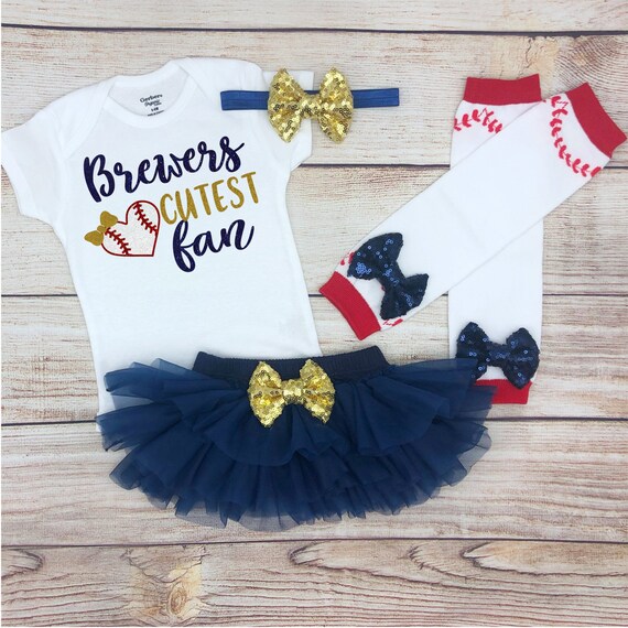 Brewers Cutest Fan Baby Girl Baseball Outfit Baseball Baby Etsy