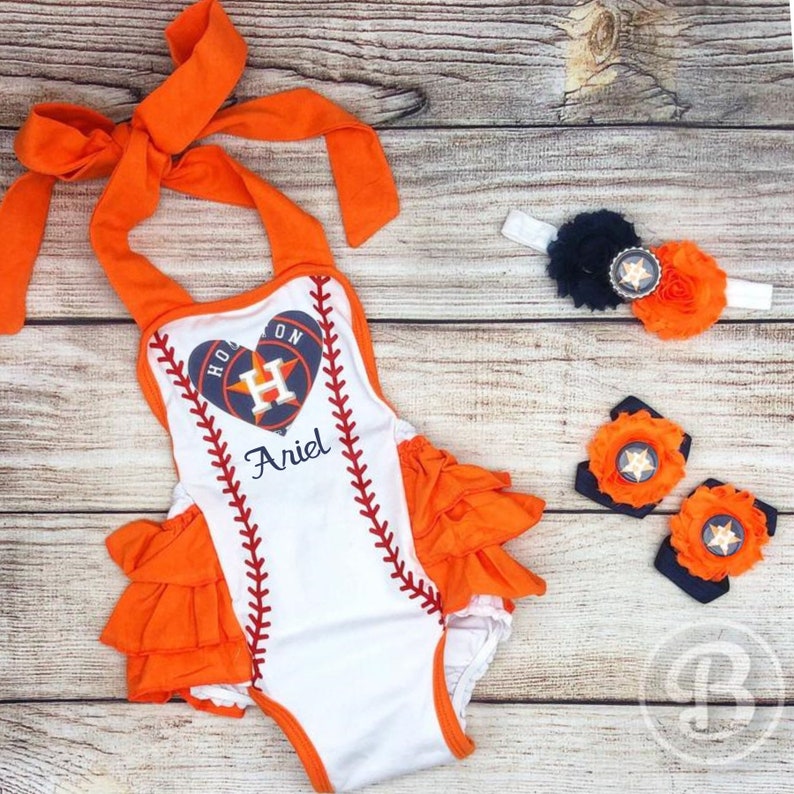 Houston Astros Baby Girl Romper Astros Baby Clothes Houston Etsy