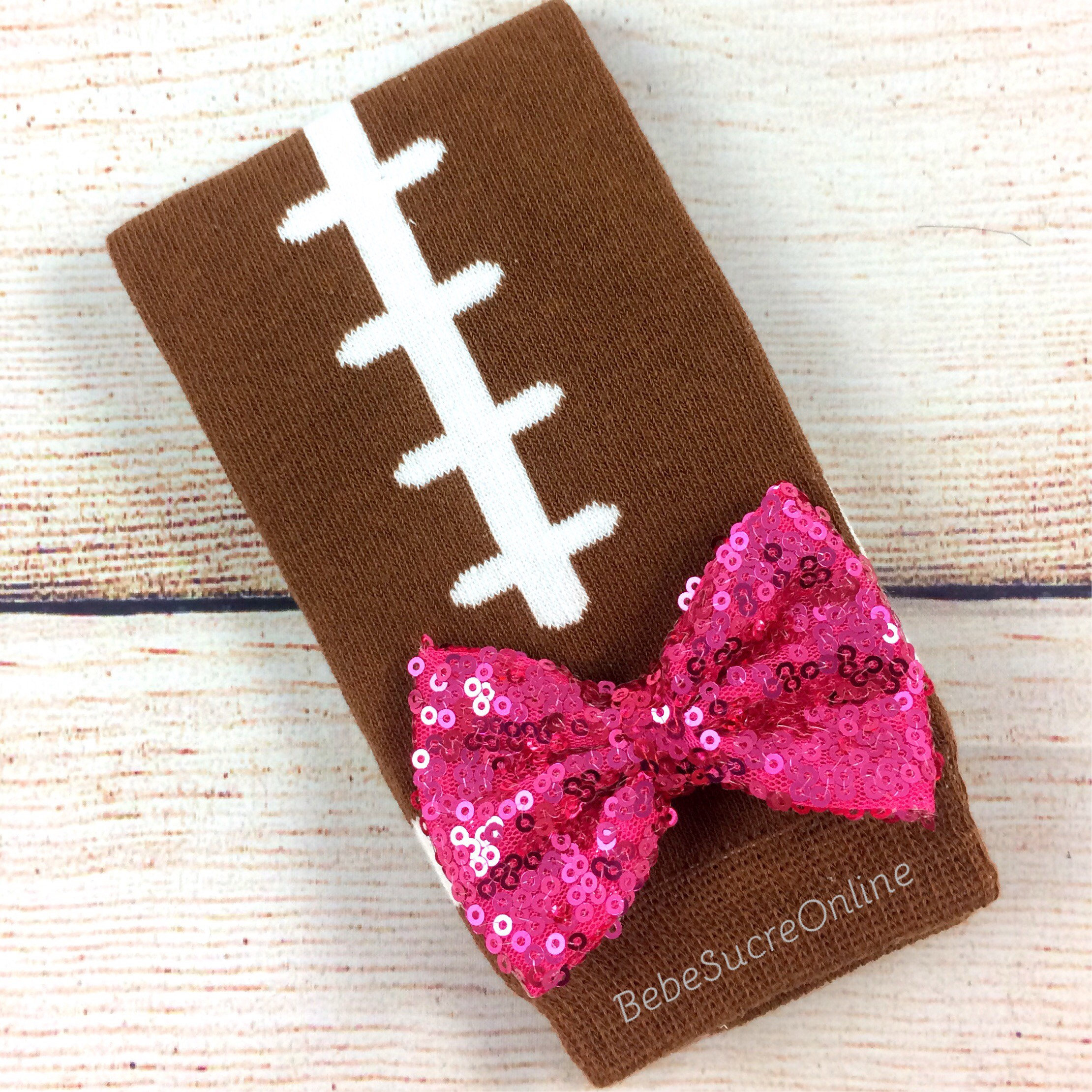 Baby Football Leg Warmers, Sequin Bow Football Leg Warmers for Baby and Toddler, Football Accessories for Kids