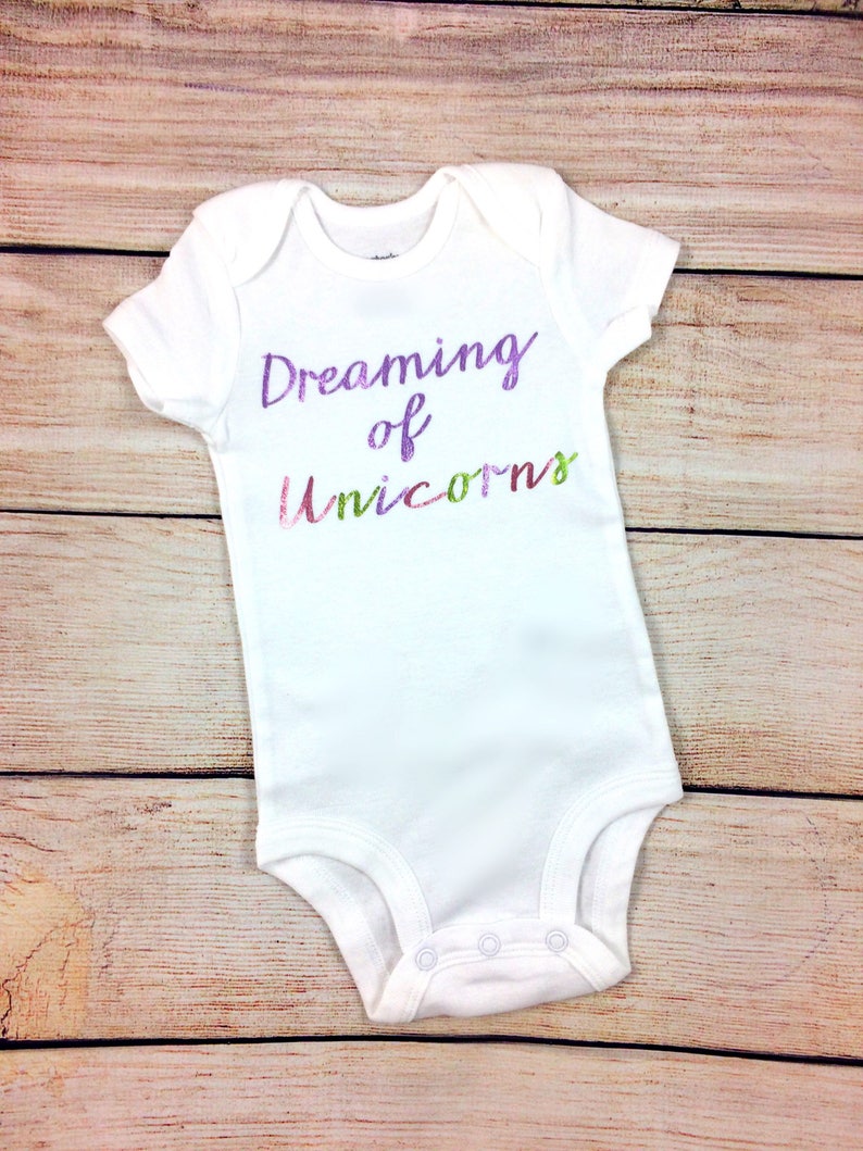 Newborn Outfit Infant One Piece Coming Home Set Dreaming of Unicorns Baby Girl Bodysuit