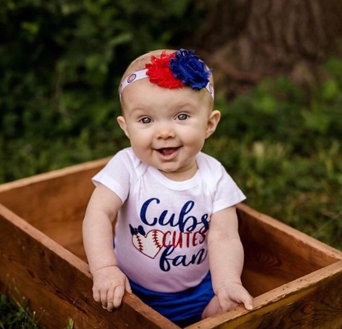 Cubs Cutest Fan Baby Girl Baseball Outfit Baseball Baby Etsy