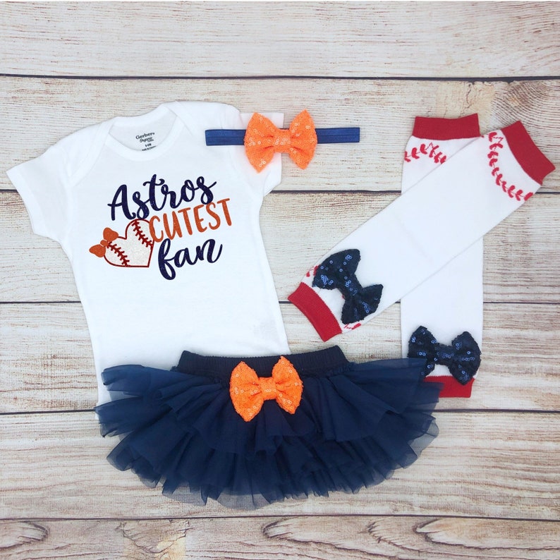 Astros Cutest Fan Baby Girl Baseball Outfit Baseball Baby Etsy