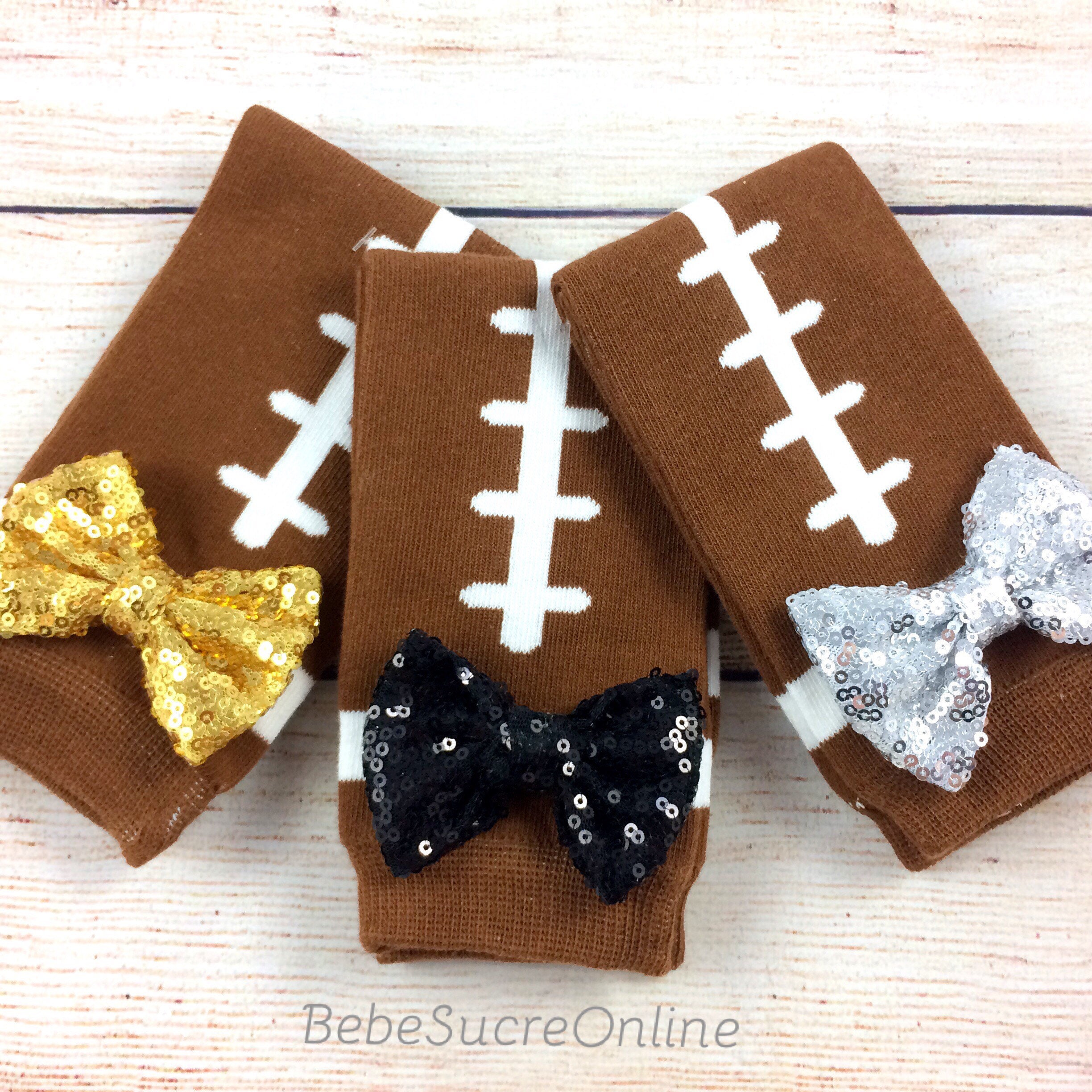 Baby Football Leg Warmers, Sequin Bow Football Leg Warmers for Baby and Toddler, Football Accessories for Kids