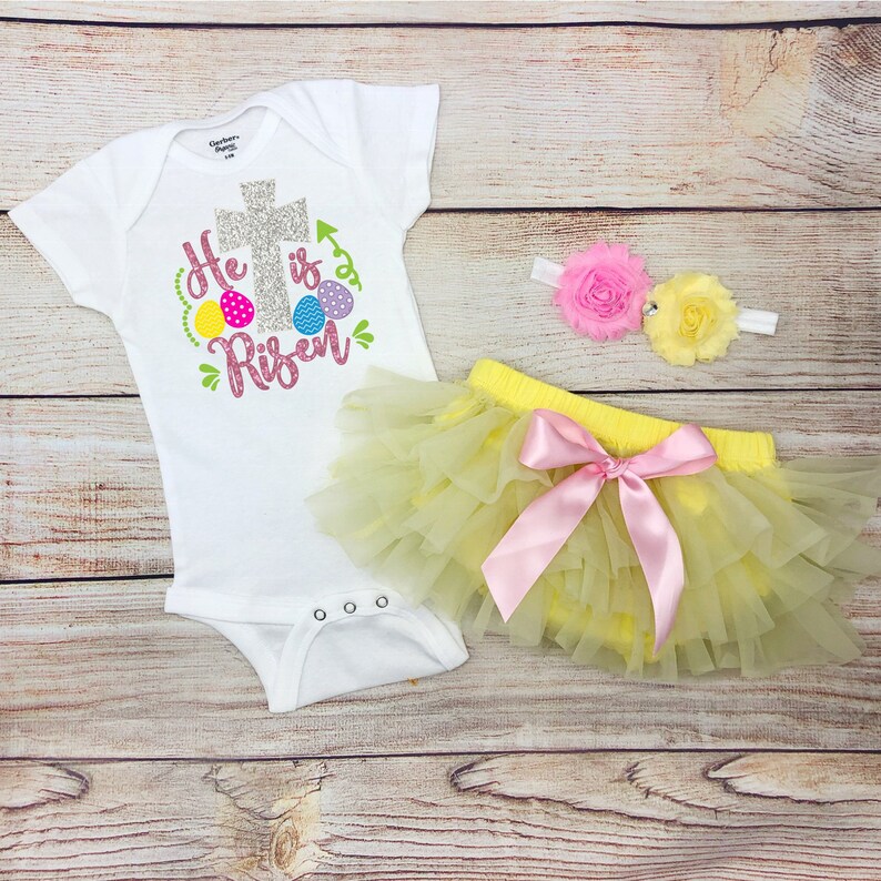 He is Risen Baby Girl Easter Outfit Newborn Easter Baby Girl Etsy
