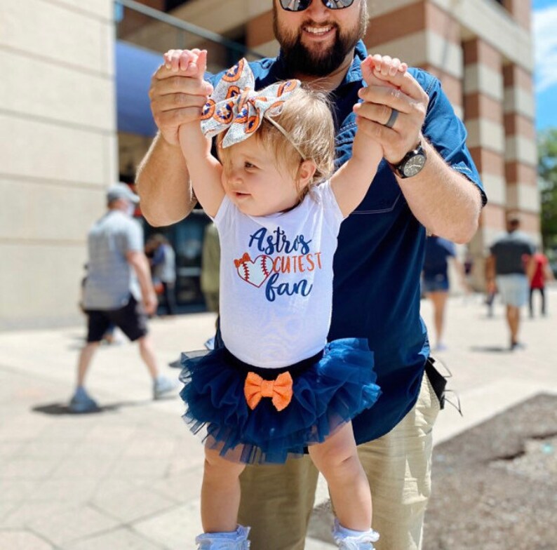 Astros Cutest Fan Baby Girl Baseball Outfit Baseball Baby Etsy