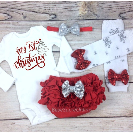 My 1st Christmas Baby Girl Christmas Outfit, Infant Christmas