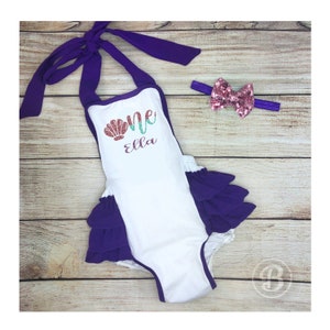 ONEder the Sea Mermaid Baby Girl Outfit, Mermaid 1st Birthday Romper, One Mermaid Birthday Romper, Personalized 1st Birthday Outfit