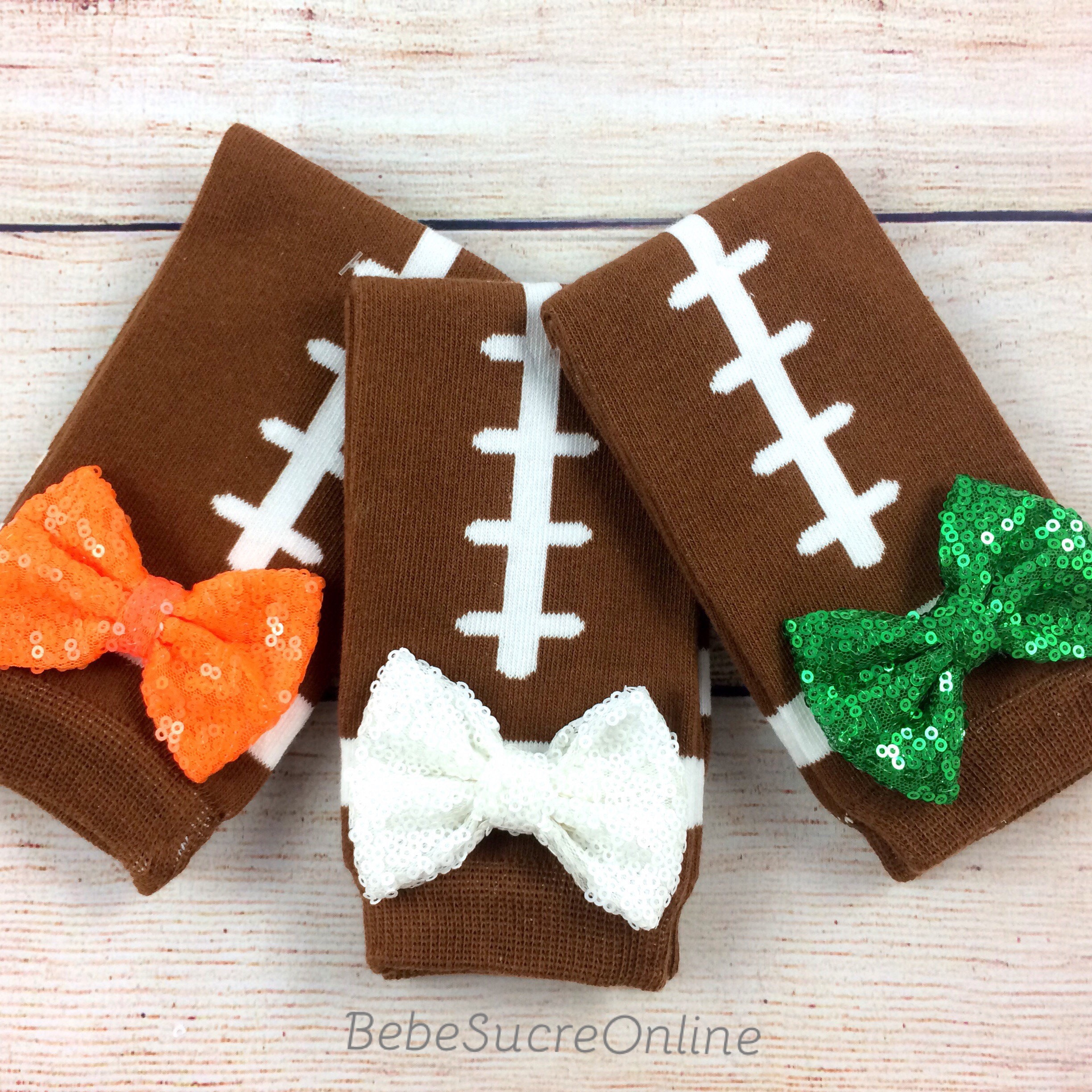 Baby Football Leg Warmers, Sequin Bow Football Leg Warmers for Baby and Toddler, Football Accessories for Kids