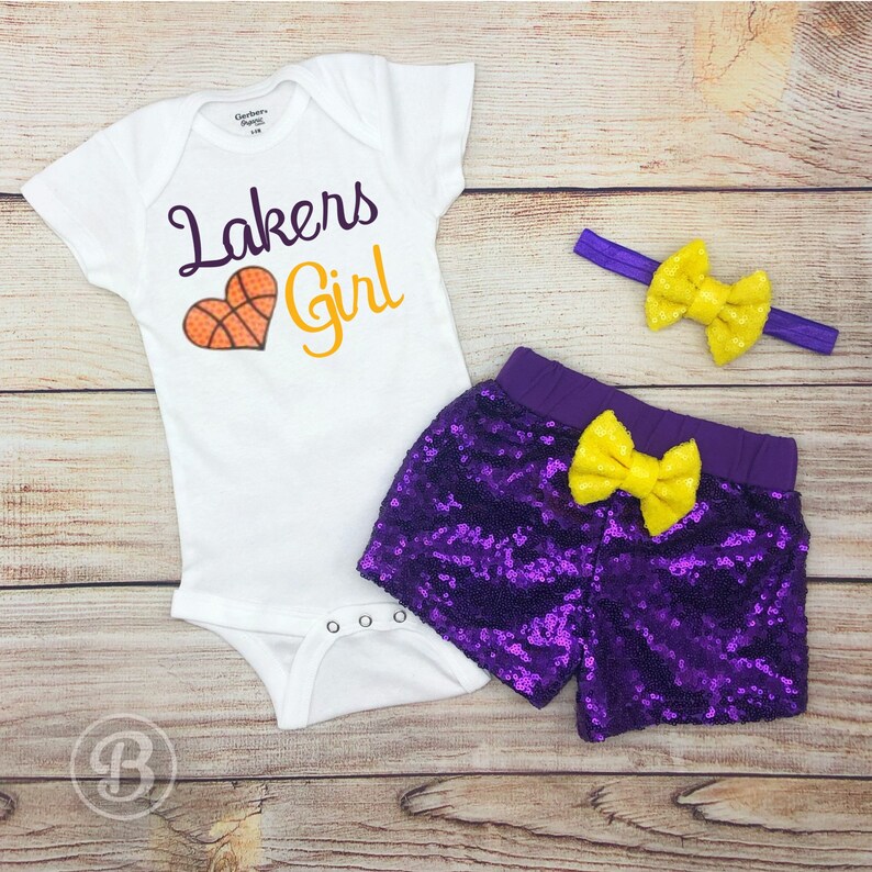Lakers Girl Game Day Outfit Sparkly Basketball Baby Girl | Etsy