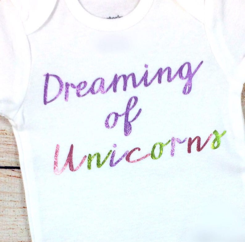 Newborn Outfit Infant One Piece Coming Home Set Dreaming of Unicorns Baby Girl Bodysuit