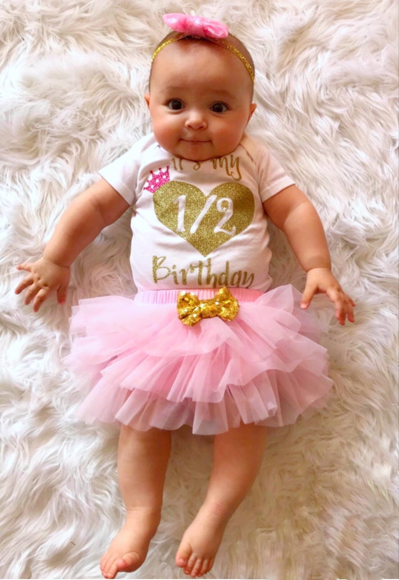 It's My Half Birthday Baby Girl Bodysuit, 1/2 Birthday Baby Girl Clothes, Baby Girl 6 Month Birthday